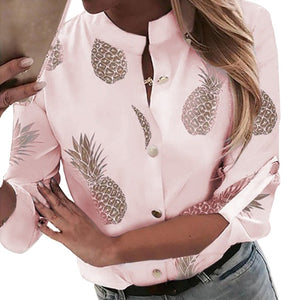 OEAK Pineapple Blouse Women's Shirt Ananas White Long Sleeve Blouses Woman 2019 Womens Tops and Blouse Top Female Autumn New