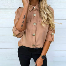 Load image into Gallery viewer, 2019 Fall Clothing Casual Office Ladies Solid Color Button Long Sleeve Women Blouse Casual Tops and Shirt Women